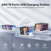 Stazione di ricarica Unitek 10X USB 2.4A 60W bianco