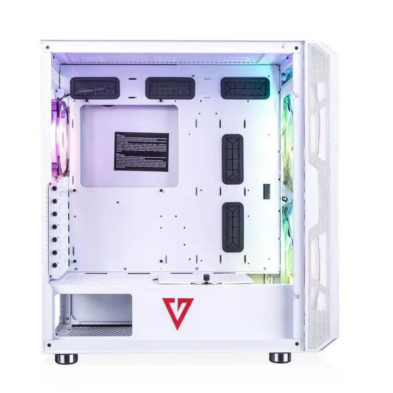 Case PC MODECOM AMIRANI ARGB Midi Tower bianco — ATX/ITX, GPU 35 cm, dissipatore CPU 16,5 cm, 2 ventole da 200 mm