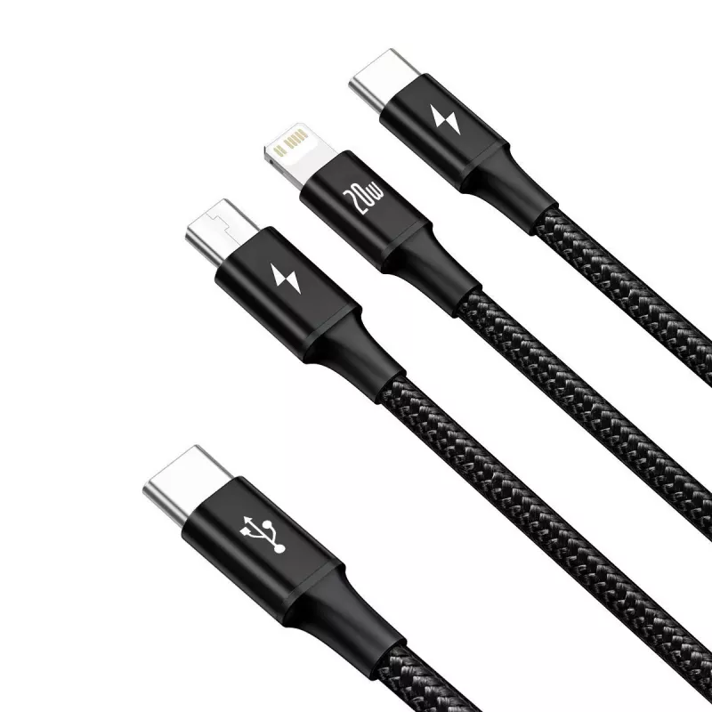 Cavo USB Baseus Rapid 3-in-1 1,5 m USB A USB C/Micro USB A/Lightning nero