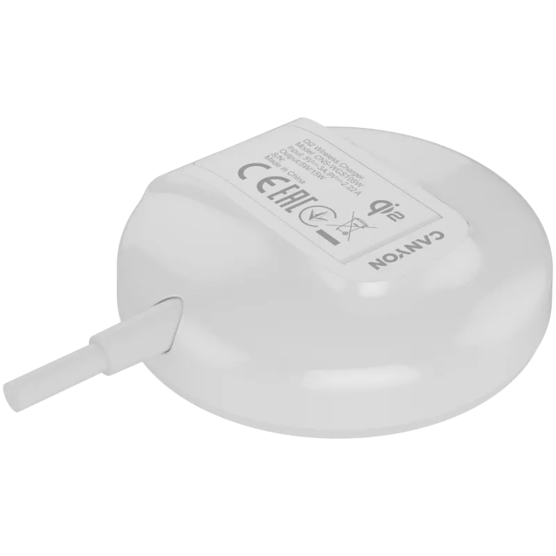 Caricabatterie wireless CANYON WS-105 15W Qi2 bianco – ricarica wireless 15W, compatibile Qi2