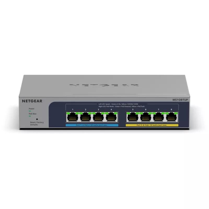 NETGEAR MS108TUP Unmanaged L2 2.5G Ethernet (100/1000/2500) Power over Ethernet (PoE) grigio