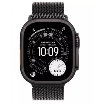 Smartwatch Apple Watch Ultra 3 GPS + Cellular 49mm cassa in titanio nero con cinturino Milanese Loop in titanio nero Medium