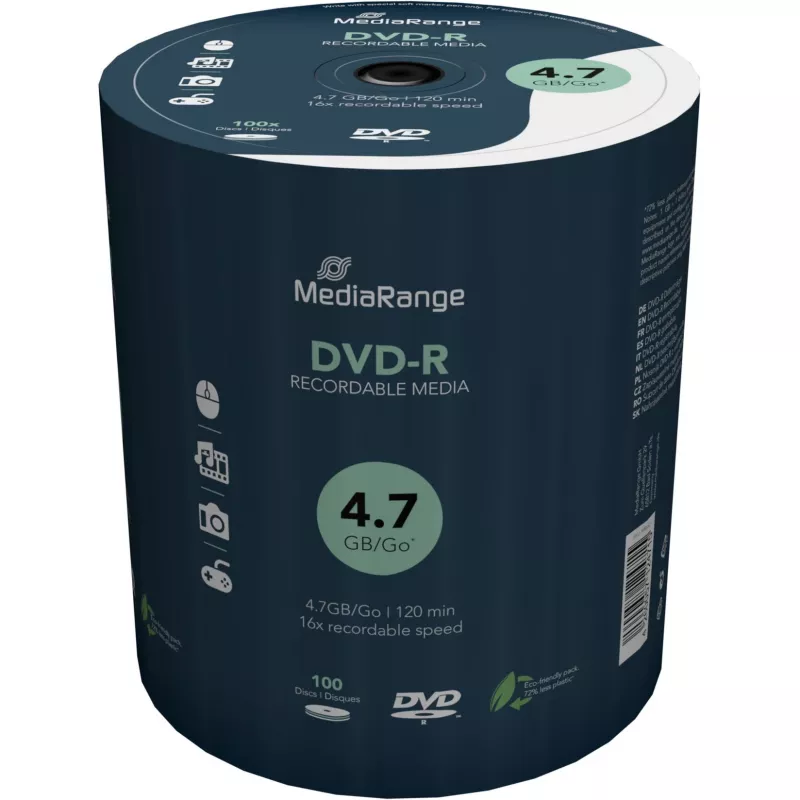 DVD vergini MediaRange MR442 4,7 GB DVD-R 100 pezzi