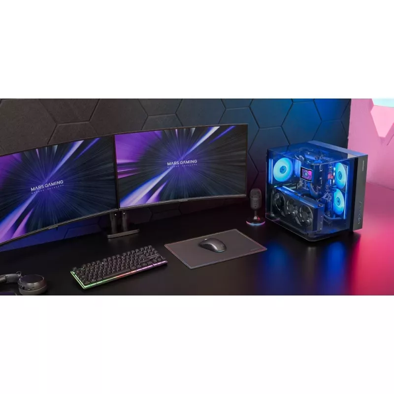 Case PC midi tower TACENS Mars Gaming MC-INFINIOLITE, nero, vetro temperato, supporta ATX/Micro-ATX/Mini-ITX, ventola 120 mm