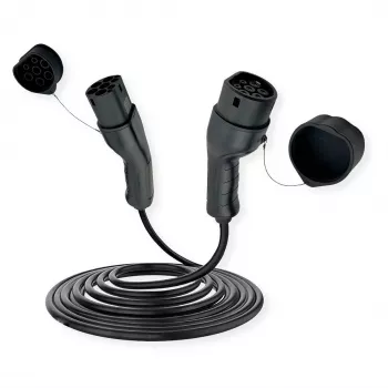 cavo di ricarica per veicoli elettrici ROLINE Type 2 su Type 2, 5 m, 11 kW, 16 A, 480 V, nero