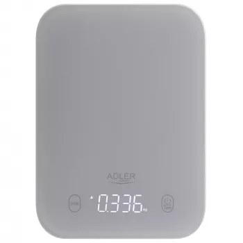 Bilancia da cucina Adler AD 3181, vetro temperato, capacità 10 kg, precisione 1 g, display LCD, grigio