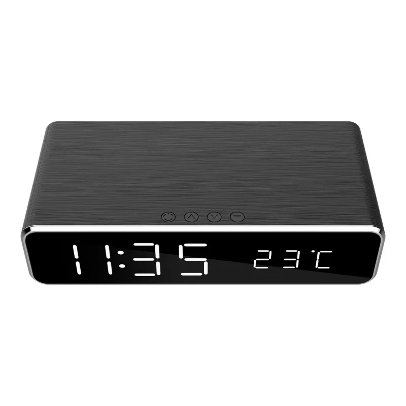 Sveglia digitale GEMBIRD DAC-WPC-01 con display LCD, cassa in alluminio nero, alimentazione a rete