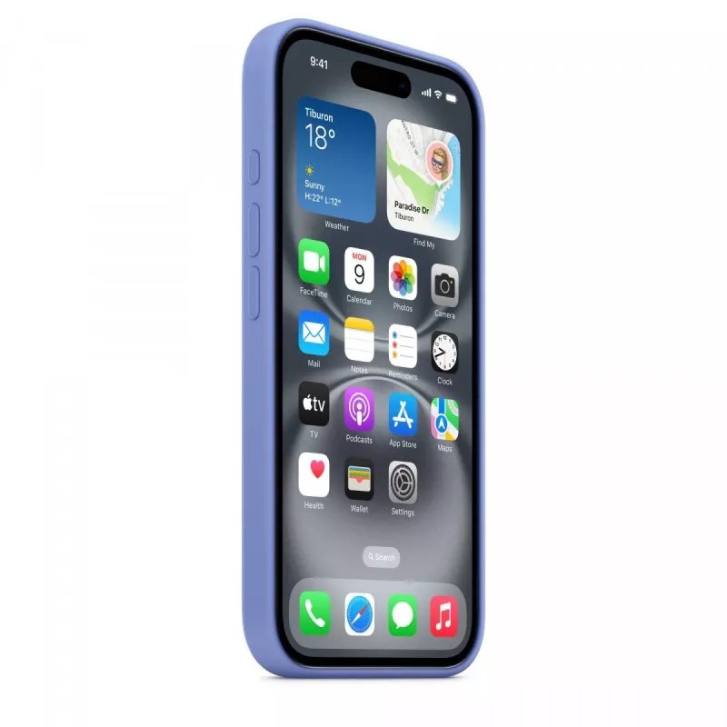 Custodia in silicone per iPhone 16 con MagSafe - pervinca