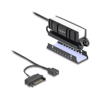 Dissipatore di calore DELOCK 18460 per SSD M.2 2280 — alluminio/rame, RGB 5V, nero
