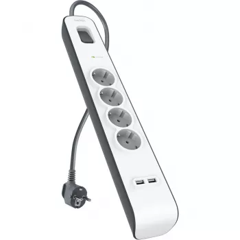 Ciabatta Belkin 525J con 4 prese Schuko e 2 porte USB-A, cavo 2 m