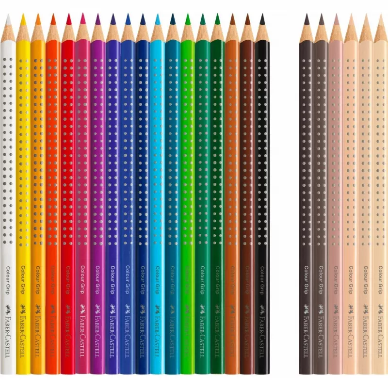 Faber-Castell 112819 Grip Skin Tones Matite colorate, 18+6
