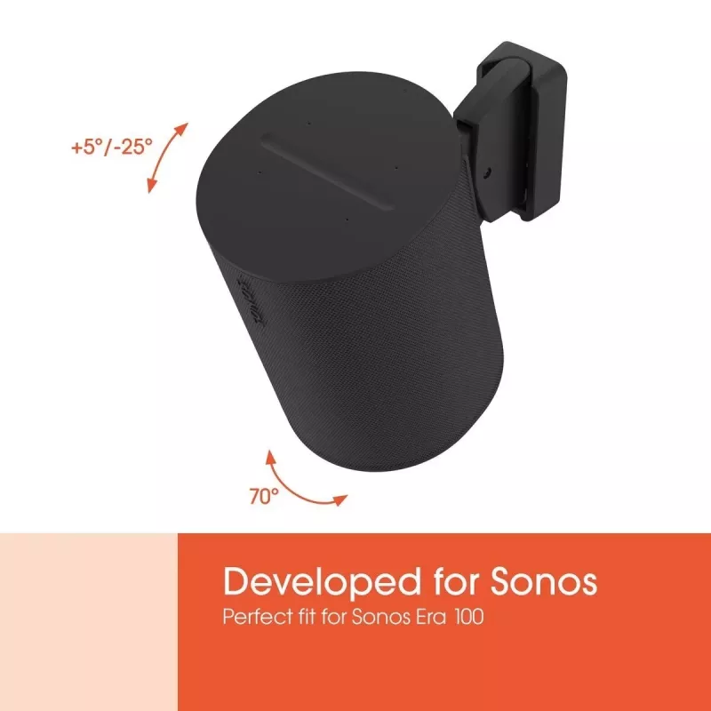 Supporto da parete Vogels | Supporto da parete per diffusore per Sonos Era 100 | Inclinabile, orientabile | Portata massima 7 kg | Nero
