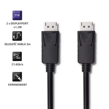 Cavo DisplayPort Qoltec 50374 3 m nero