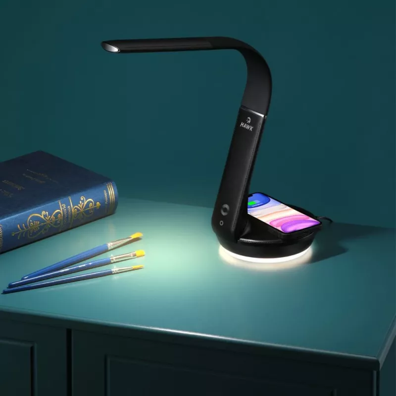 Lampada da tavolo Hawk HW-LAMP02 nero — dimmerabile, braccio orientabile