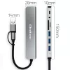 Hub USB-C QOLTEC 4x USB + lettore di schede SD/TF modello 53794