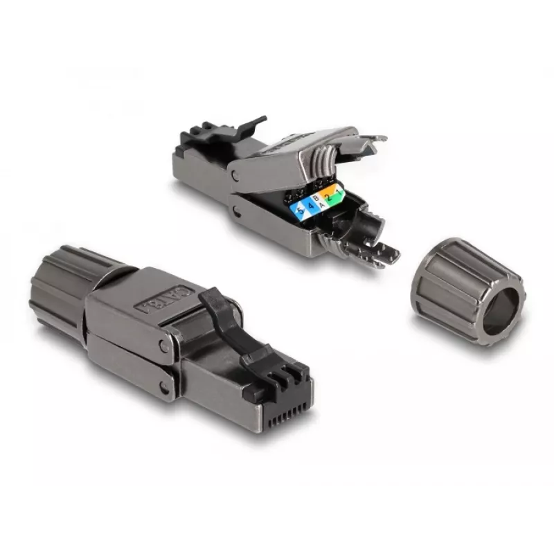 Cavo di rete DeLOCK connettore maschio RJ45 Cat.8.1 STP senza attrezzi nero
