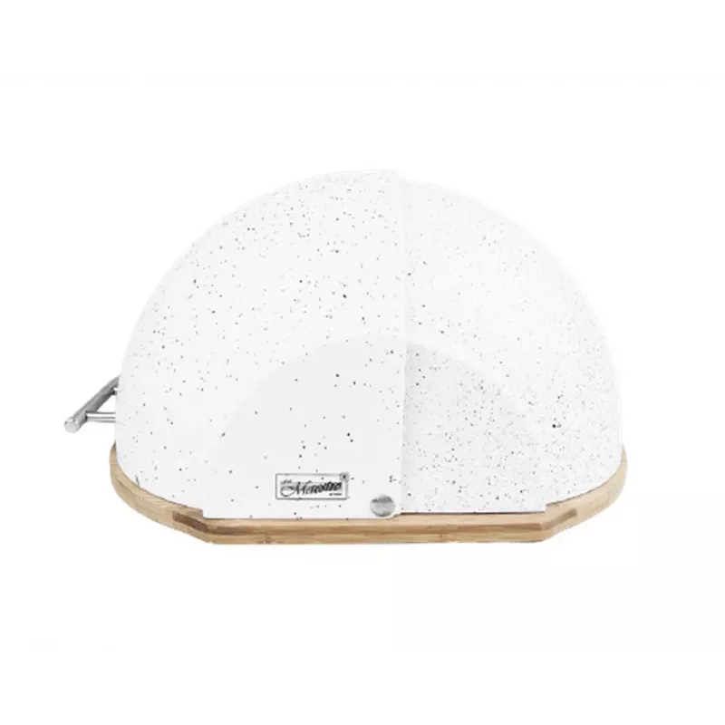 Portapane Maestro MR-1678G ovale, plastica e bambù, 350×200×250 mm, coperchio bianco scorrevole