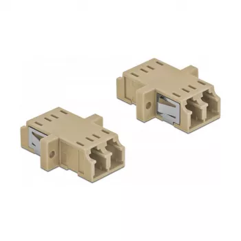 Adattatore in fibra ottica DELOCK LC femmina a femmina OM2 duplex (2 pezzi, sacchetto in polietilene)