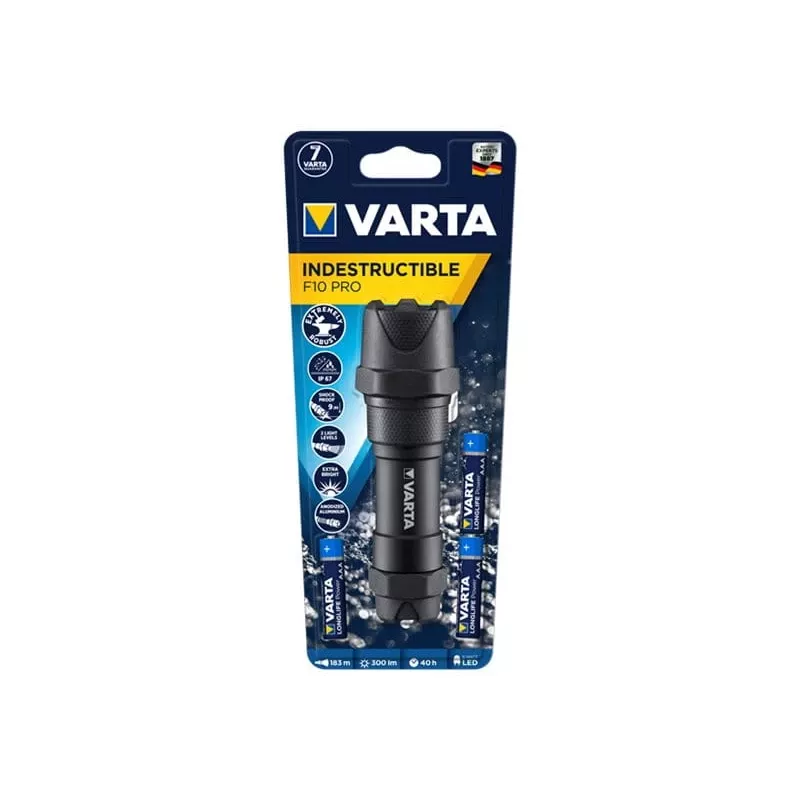 Torcia portatile Varta INDESTRUCTIBLE F10 PRO nero 6W 300lm IP67