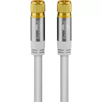 Goobay cavo antenna SAT (tipo 135 dB), schermatura quadrupla, 5 m, bianco - placcato oro, connettore maschio F > connettore maschio F (70644)