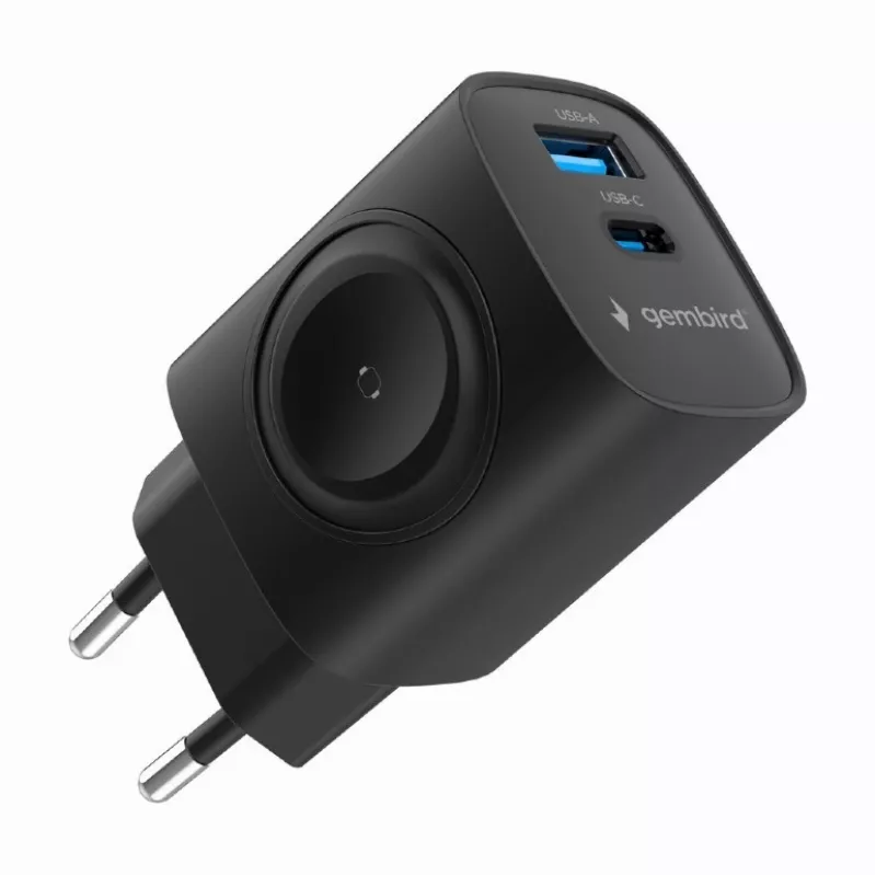 Caricabatterie USB-A USB-C 20W PowerDelivery Quick Charge 3.0, nero