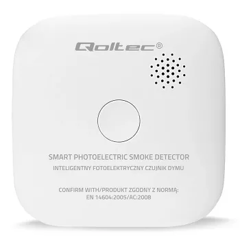 Rilevatore di fumo radio QOLTEC modello 52653 con allarme a batteria 85 dB