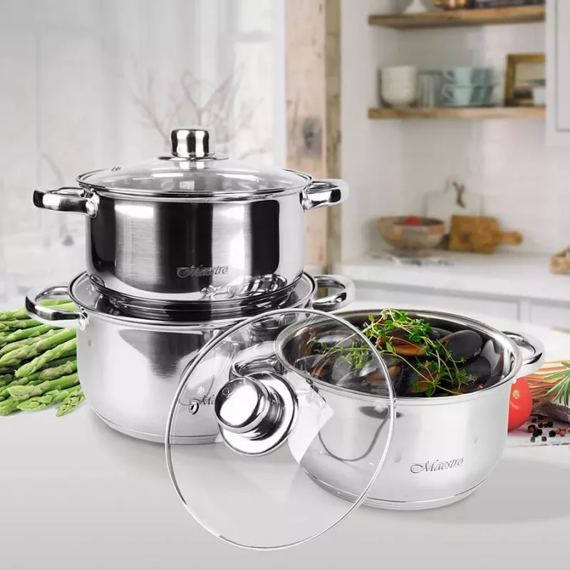 MAESTRO MR-2020-6M set di pentole da 6 pezzi, acciaio inox