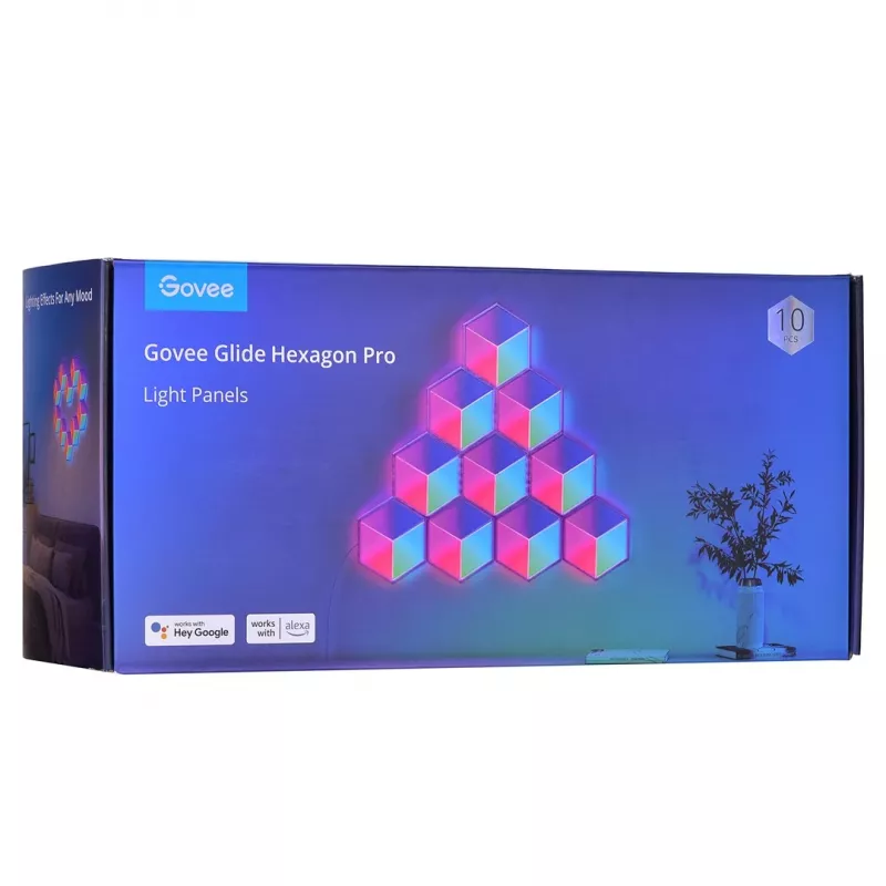 Pannello smart LED Govee B6066 Hexa Pro RGBIC Bluetooth Wi‑Fi 10 pezzi