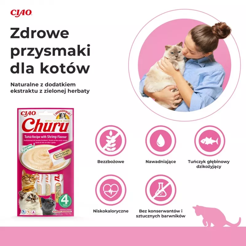INABA Churu tonno con gusto gamberi - snack per gatti - 4x14 g