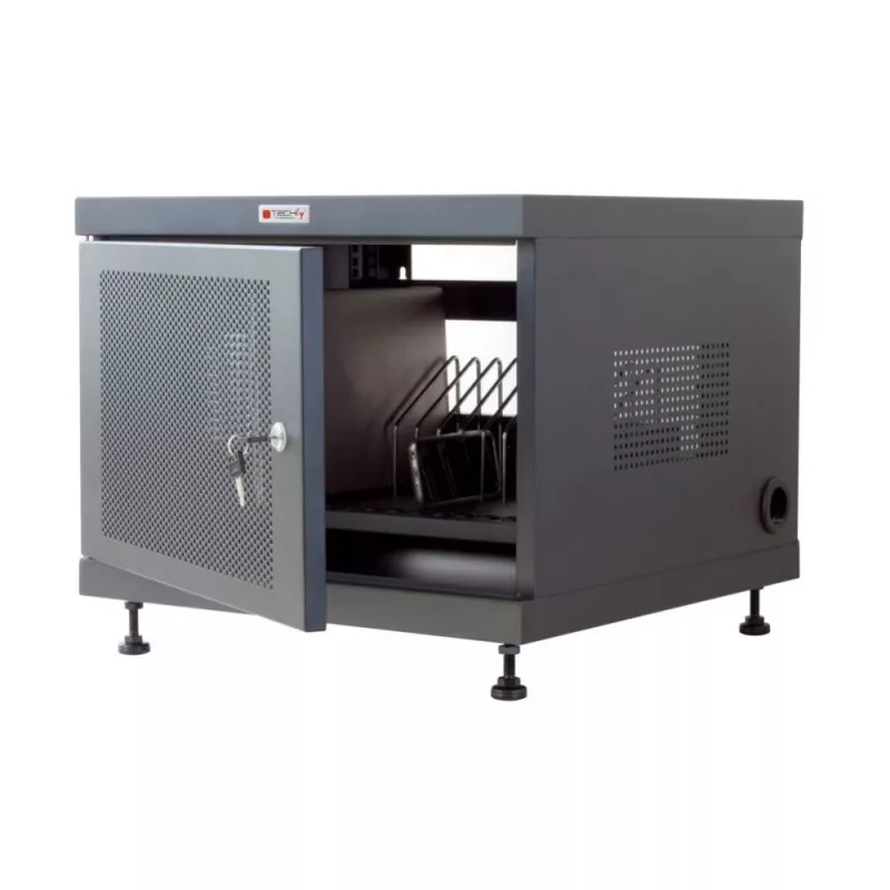Organizer per cavi da rack TECHLY 367652 con fissaggio adesivo 3M, acciaio, 550×550×410 mm, nero