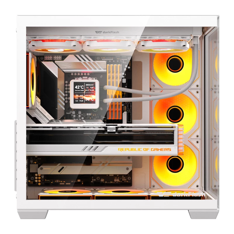 Case per computer Darkflash C280 (bianco) con 7 ventole di raffreddamento