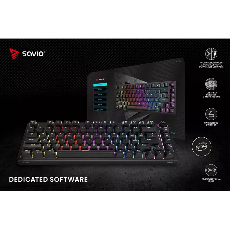 Tastiera gaming Savio Phenix SAVGK-RED USB RF Wireless Bluetooth QWERTY