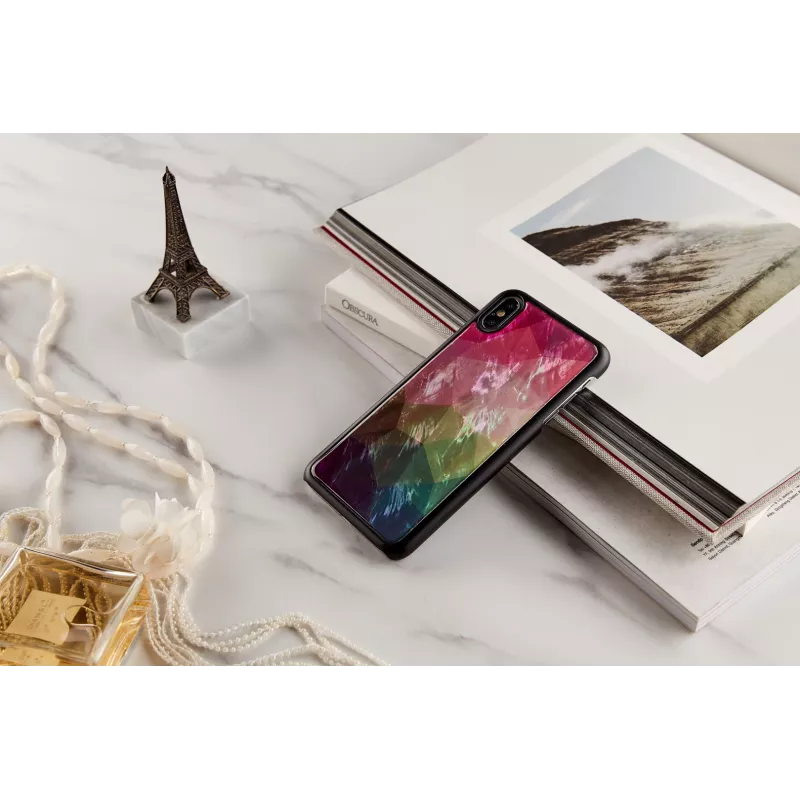 Custodia protettiva iKins per iPhone XS Max – design fiori d'acqua, nero