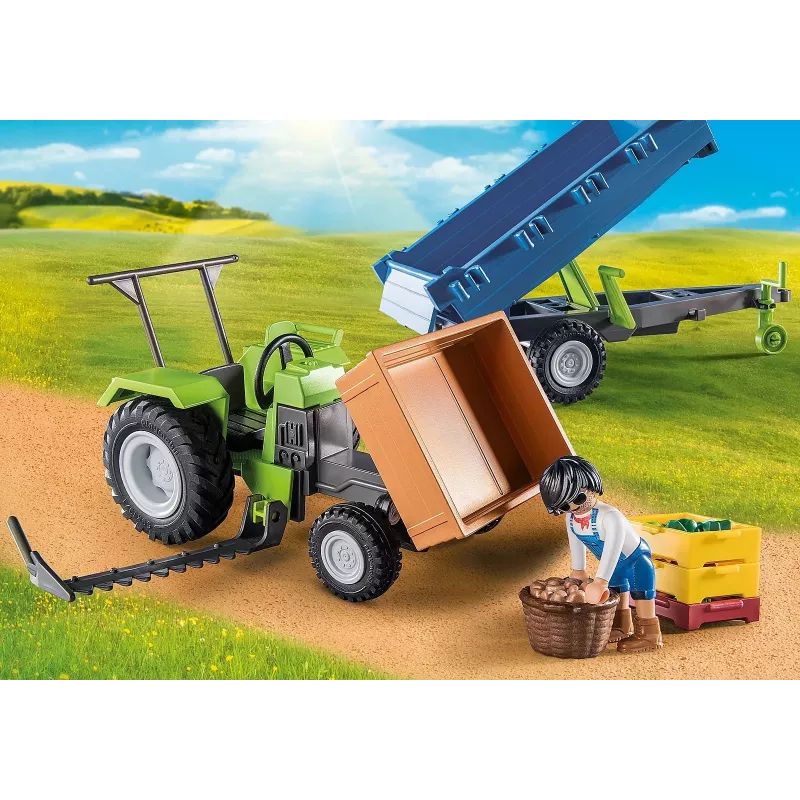 Playmobil trattore mietitrebbia con rimorchio - gioco simbolico e gioco fantasioso per bambini da 6 a 9 anni - Fat Brain Toys