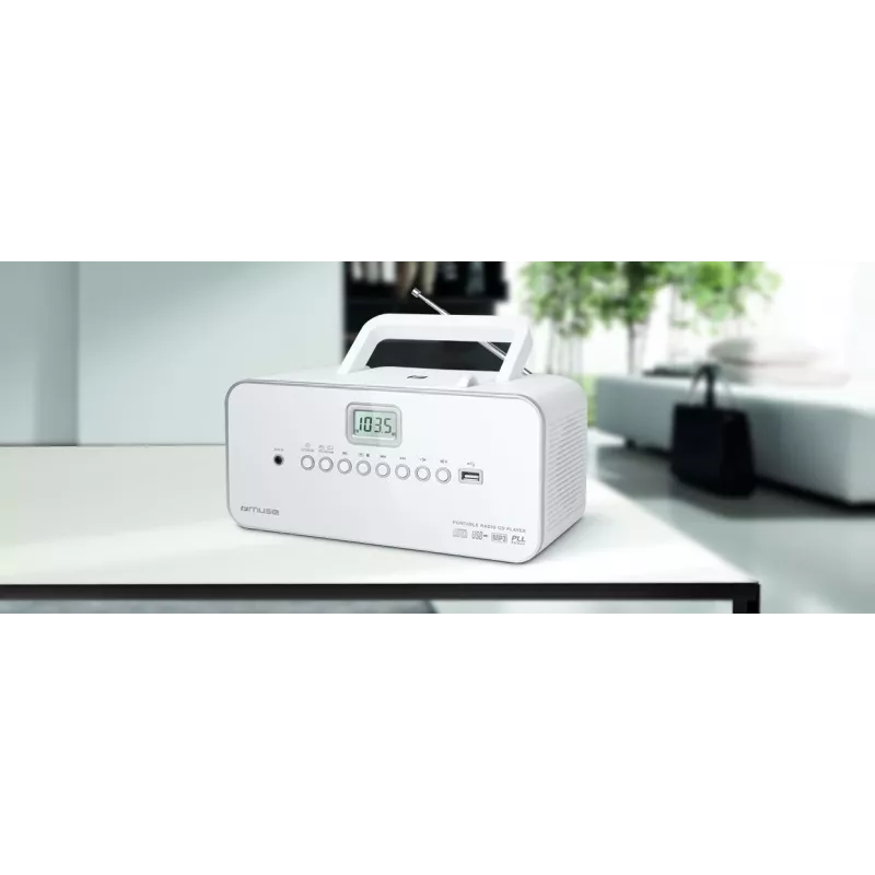 Stereo portatile Muse M-28RDW – lettore CD/MP3, sintonizzatore FM/AM, 3W RMS, bianco, 1,4 kg