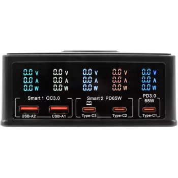 Caricabatterie multiporta Exsys EX-1106 160W, nero, più porte USB di uscita