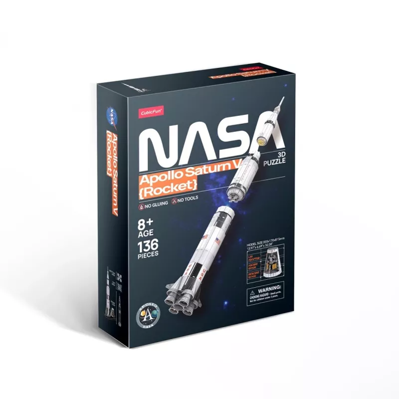 Puzzle 3D cubicfun modello razzo Apollo Saturn — kit didattico di montaggio in scala