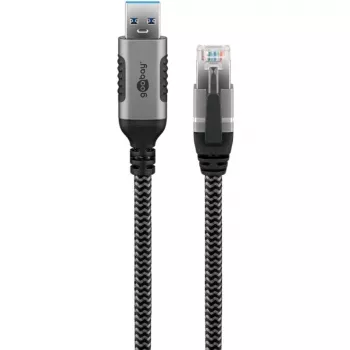 Wentronic goobay - cavo di rete - USB Type-A (M) a RJ-45 (M) - 1,0 m - 6 mm - FTP - CAT 6 - USB 3.0 - cavo intrecciato - nero, argento (70299)