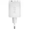 Caricabatterie rapido USB-C Nano, PD, GaN, 65 Watt (bianco, 1x USB-A, 2x USB-C PD, Charge 3.0)
