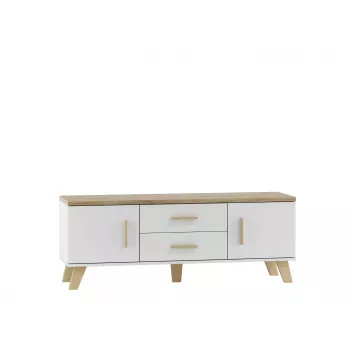 Cama supporto TV LOTTA 140cm bianco + rovere sonoma