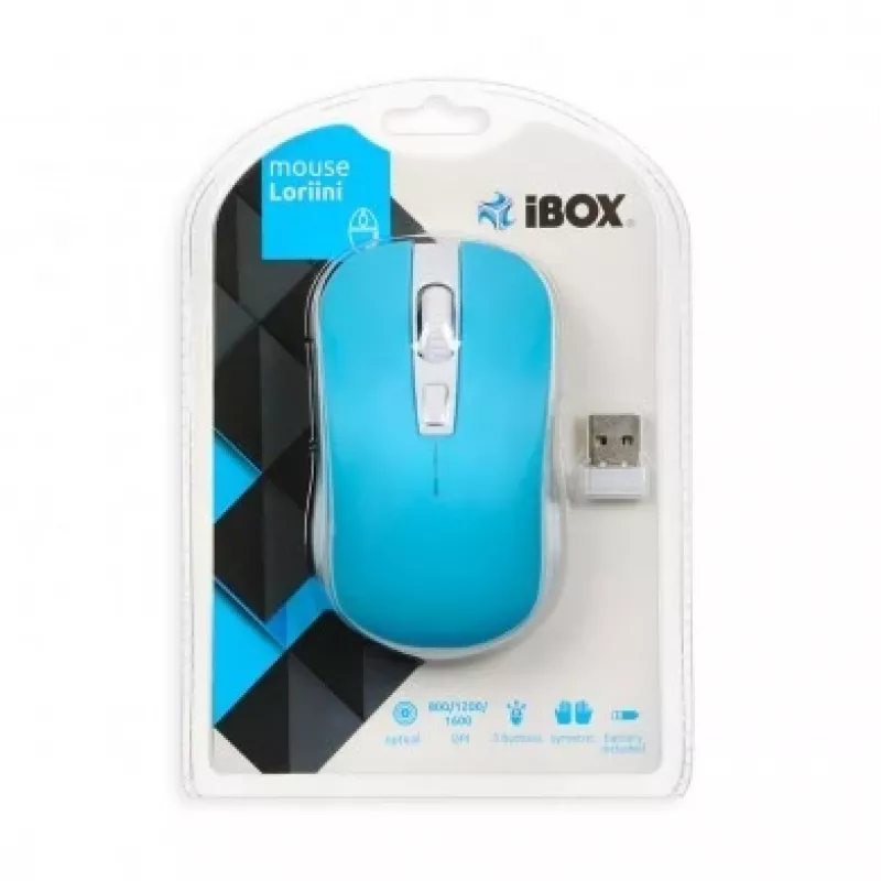Mouse IBOX LORIINI ambidestro RF wireless ottico 1600 DPI, 3 tasti, ricevitore nano USB, portata 10 m