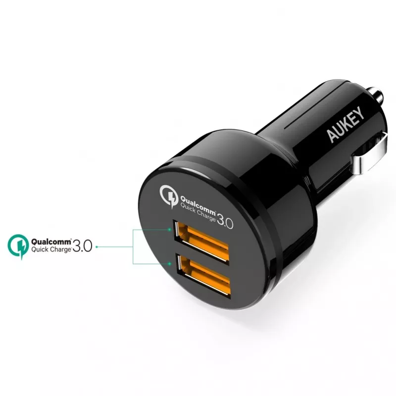 CC-T8 caricabatterie auto ultra rapido 2xUSB 3.0 6A 36W + cavo Micro-USB 1 m