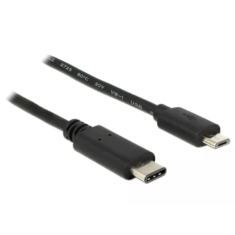 DeLOCK - cavo USB - 5 poli Micro-USB Type-B (M) - 24 poli USB Type-C (M) - 1,0 m (USB 3.1) - nero (83602)