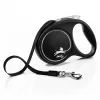 Flexi Black Design M, guinzaglio a rotella con nastro, 5 m, per cani di taglia media (10–25 kg), carico max 20 kg