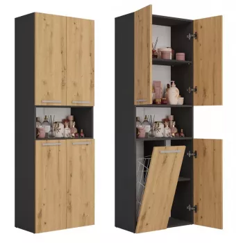 Top E Shop NEL 1K DK ANT/ART KP mobile contenitore per bagno, grafite/rovere