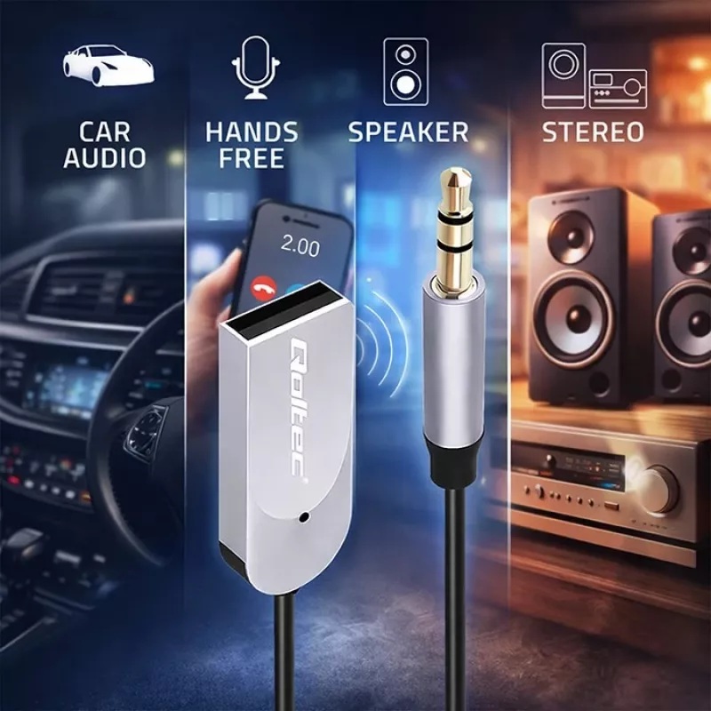 Adattatore ricevitore audio wireless QOLTEC HiFi BT6.0 2xRC – ricevitore audio Bluetooth per altoparlanti e autoradio