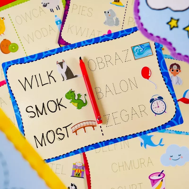 Set didattico Montessori penna scuola di scrittura con 18 tavole