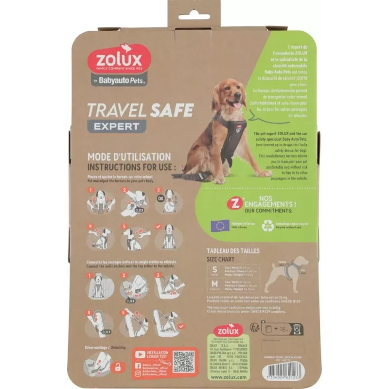 Pettorina per cani ZOLUX TRAVEL SAFE M, taglia M, rosso