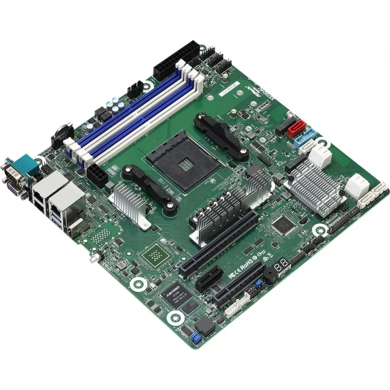 Scheda madre ASRock X570D4U micro ATX — AMD X570, socket AM4, 4× DIMM, DDR4, max 32 GB, 12× SATA III, 3× RJ-45