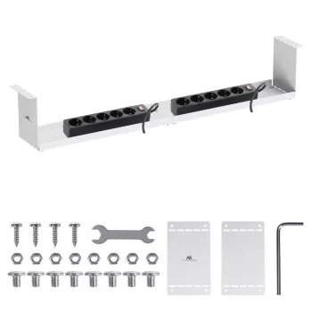Maclean organizer cavi compatto sotto la scrivania, carico max 5 kg, bianco, MC-107 W